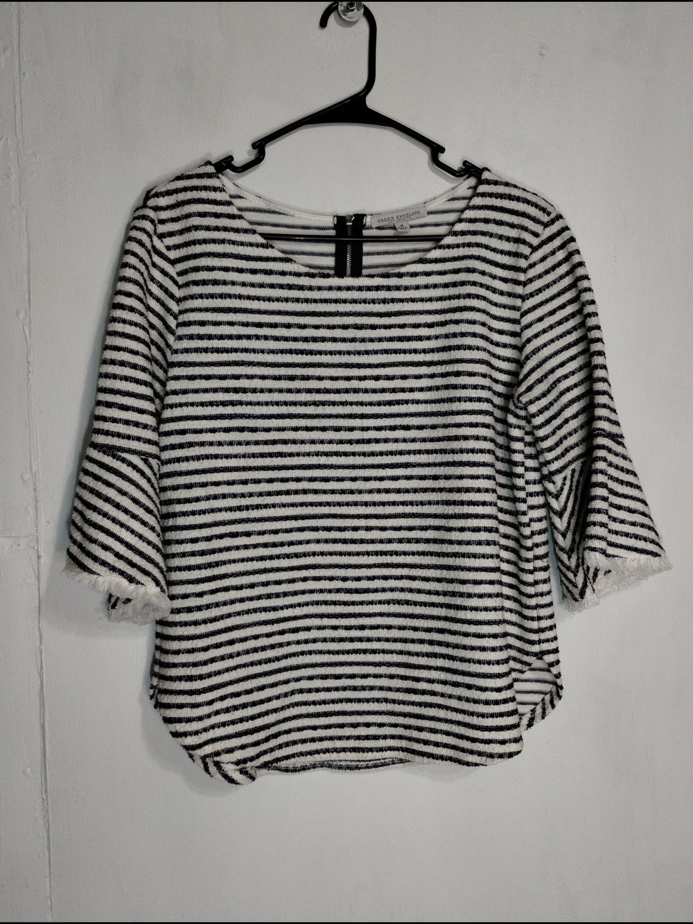 Green Envelope Navy Blue & White Striped Boatneck Tunic